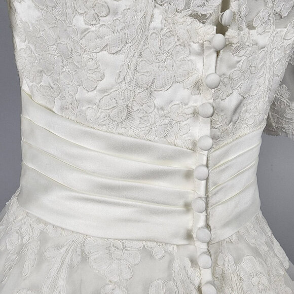 Symphony Of Venus White Of The Shoulder Midi Wedding Gown Size S - Picture 11 of 16